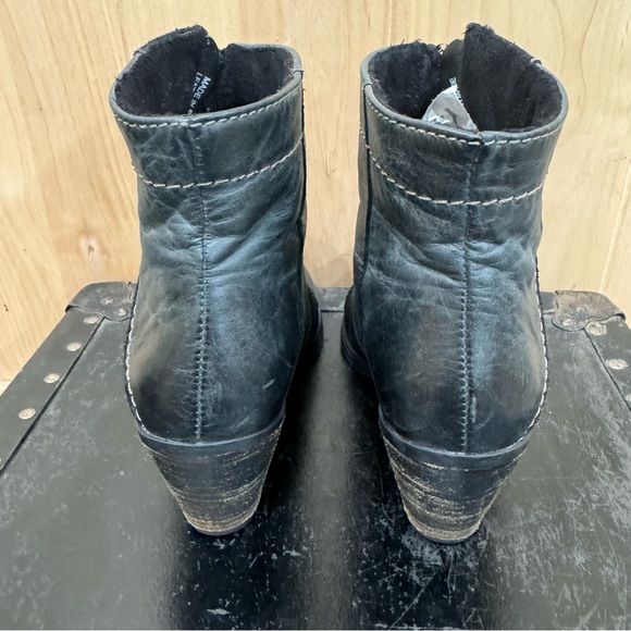 Dromedaries Leather Booties Size 6 36 Black Gray Leather Suede Short Boots Shoes - Picture 6 of 15